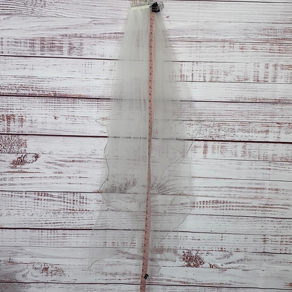 Ivory Beaded Wedding Veil With Floral Embellishments - Picture 2 of 9